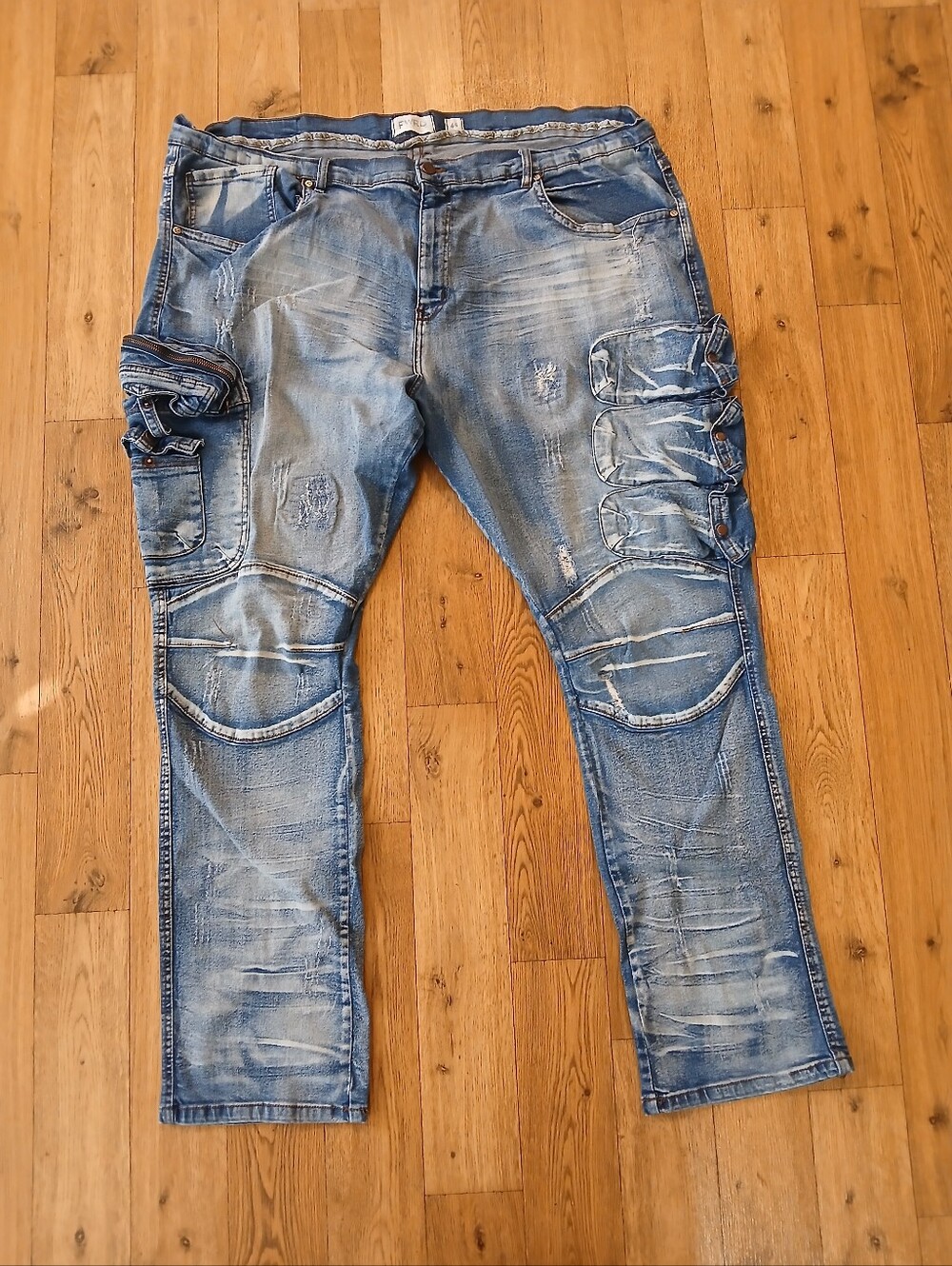 FWRD Distressed Cargo wth Patches. Jeans Runs Big So Fits 48-50waist